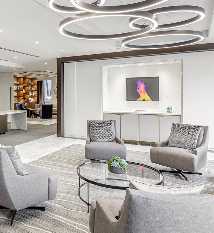 Luxury meeting room at JP Morgan Chase office in Rowes Wharf, Boston